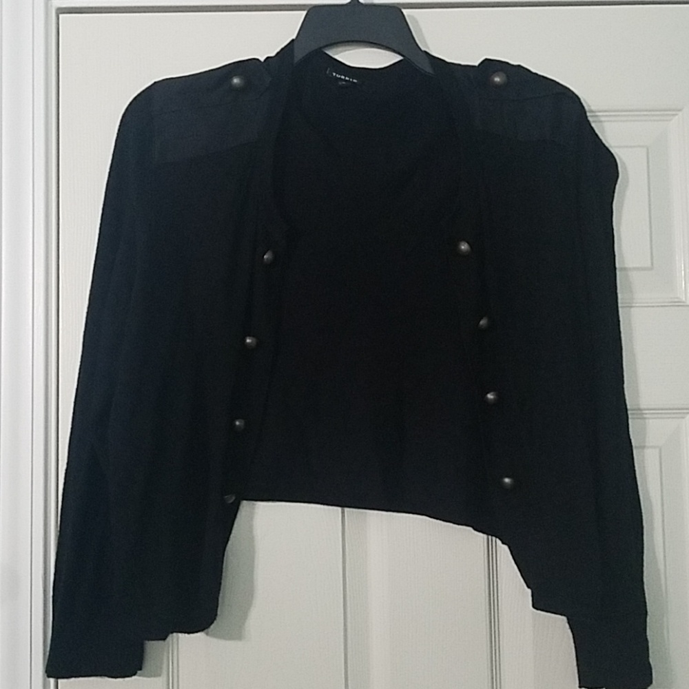 Torrid black military crop longsleeve sweater